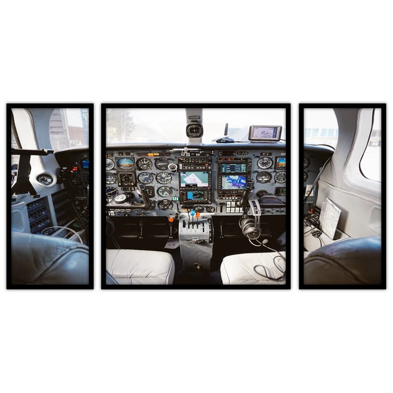 تابلو بکلیت طرح کابین هواپیما و خلبان مدل B-bu3645 مجموعه 3 عددی