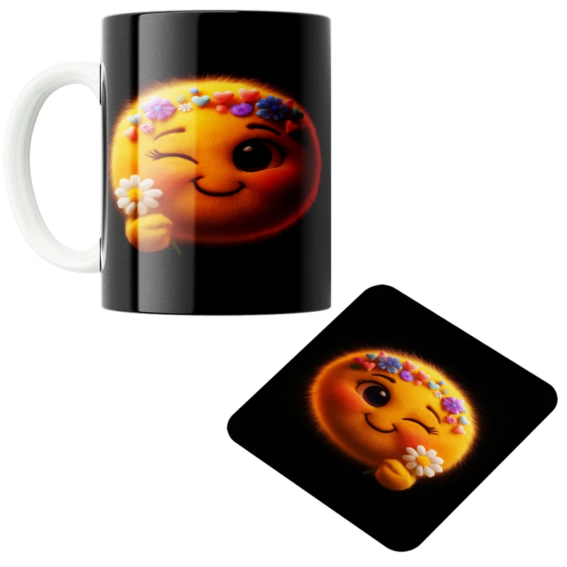 ماگ پاد آفرین مدل ایموجی کد 21 به همراه زیر لیوانی
