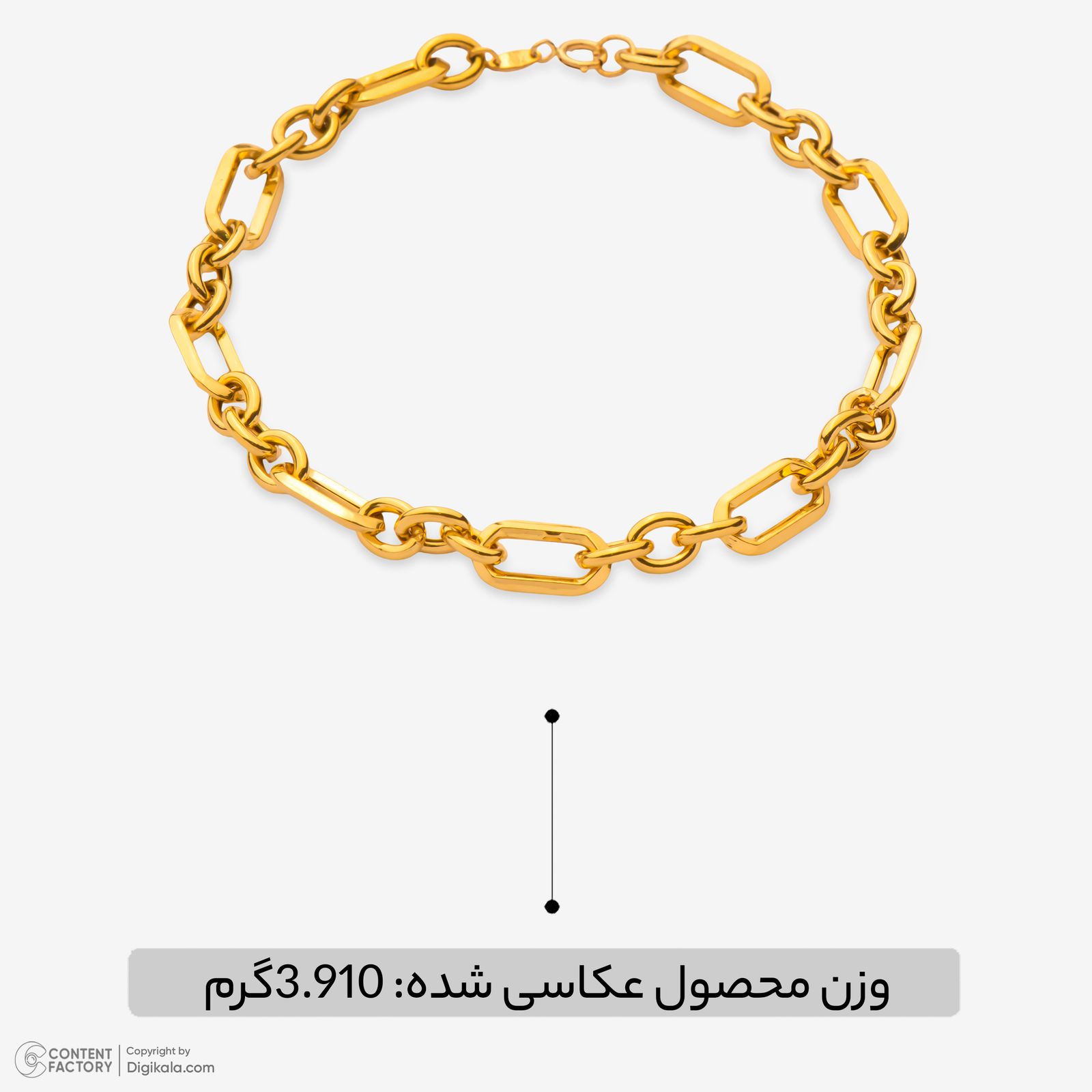 دستبند زنجیری طلا کم اجرت 18 عیار زنانه نگین مدل 141 -  - 2