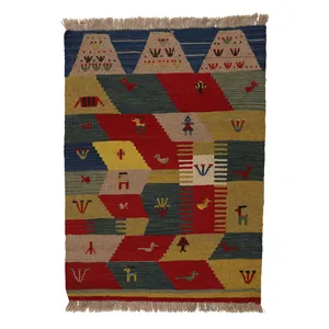 گلیم دستبافت یک متری طرح قشقایی کد 140319