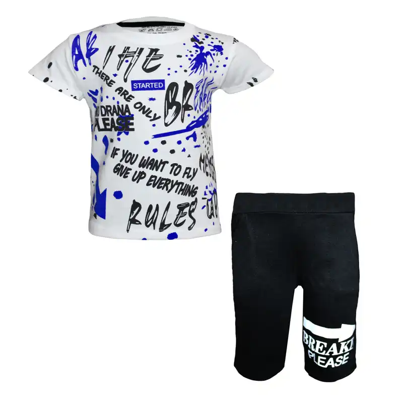 ست تی شرت آستین کوتاه و شلوارک پسرانه مدل 117