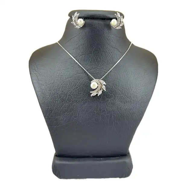 نیم ست نقره زنانه مدل مروارید و بال کد 548754