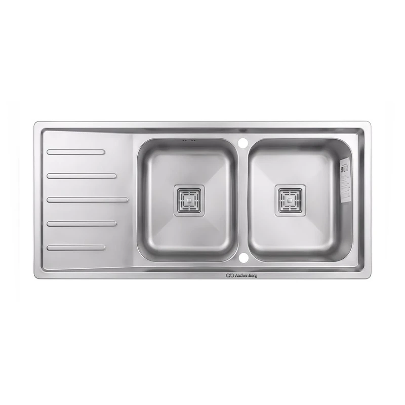 سینک ظرفشویی استیل توکار دو لگنه آخنبرگ مدل PA 20014MR لگن راست