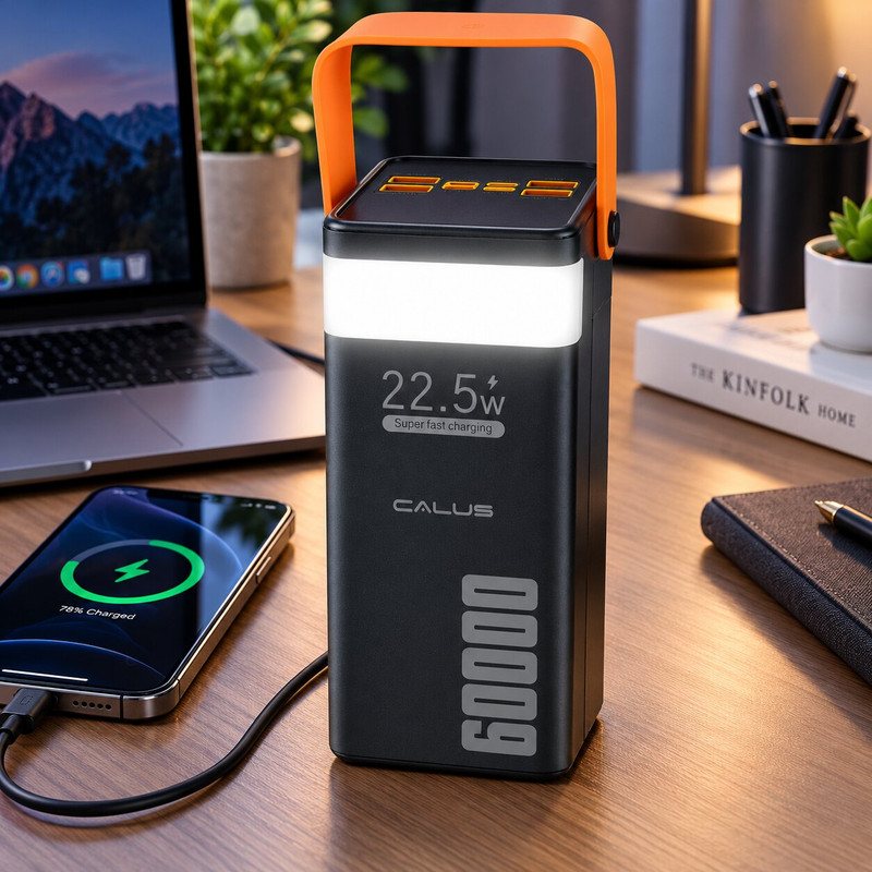 پاوربانک 22.5 وات کالوس مدل 680 فست شارژ ظرفیت 60000 میلی‌آمپر‌ساعت به همراه کابل USB-C