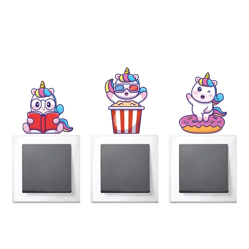 استیکر کلید و پریز طرح اسب تک شاخ مجموعه 6 عددی