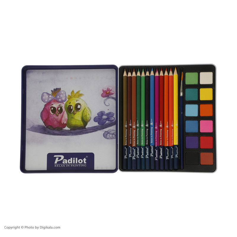 مداد رنگی پادیلوت مدل مداد رنگی 12 رنگ +12رنگ آبرنگ پادیلوت طرح پرنده مدل A-710212-1