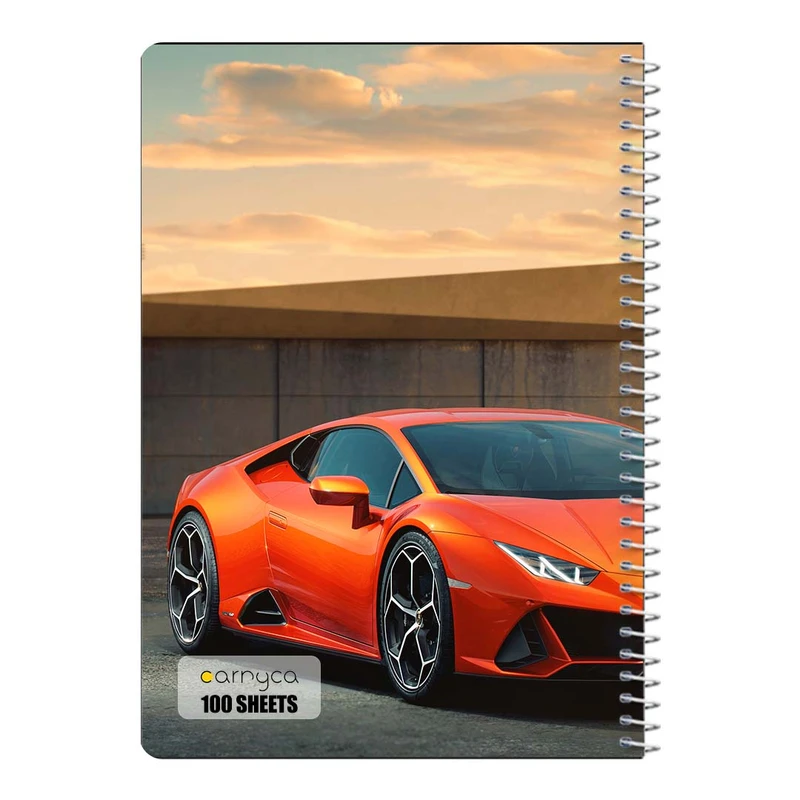دفتر مشق 100 برگ سیمی کارنیکا طرح لامبورگینی هوراکان Lamborghini Huracan کد 85558