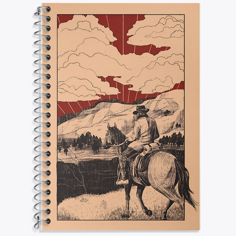 دفتر زبان 50 برگ خندالو مدل دو خط طرح رد دد (Red Dead) کد N3453