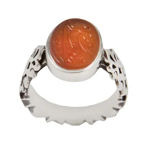 انگشتر نقره مردانه بازرگانی میلادی مدل سنگ عقیق یمنی کد AM_1743