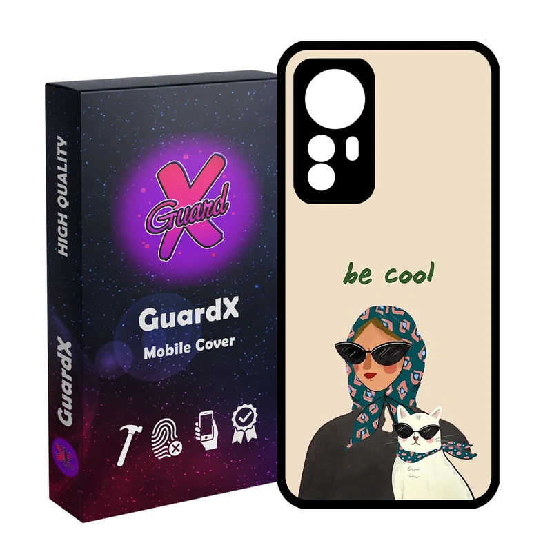 کاور گارد ایکس طرح دختر و گربه مدل Glass10726 مناسب برای گوشی موبایل شیائومی Redmi Note 12S
