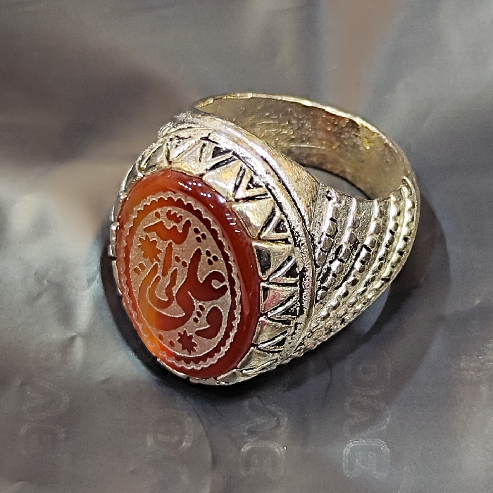 انگشتر مردانه مدل سنگ عقیق خطی کد 3900