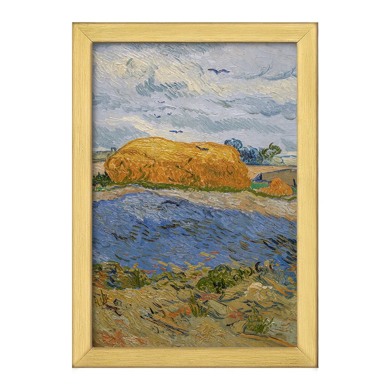 تابلو خندالو طرح انبار کاه زیر آسمان بارانی ونسان ونگوگ (Van Gogh) کد 36791