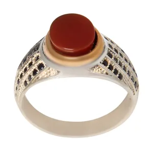 انگشتر نقره مردانه بازرگانی میلادی مدل سنگ عقیق یمنی رکاب دست ساز  کد AM_2250