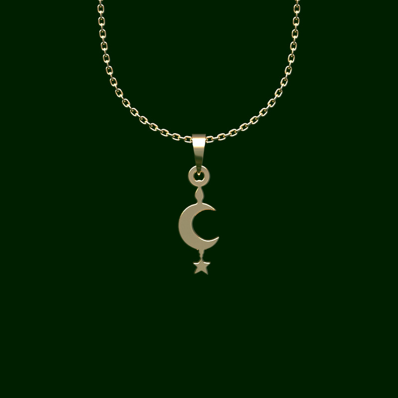 گردنبند طلا 18 عیار زنانه مدوپد مدل ماه و ستاره کد QQ2-1-1288
