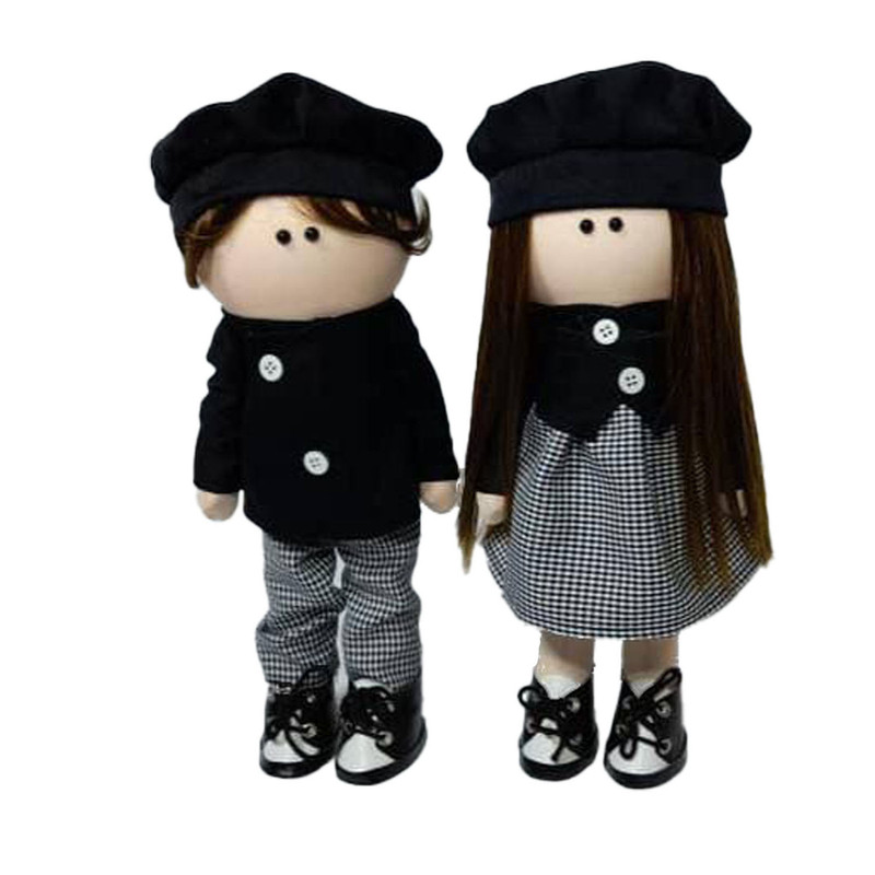 عروسک طرح پسر دختر روسی کد007 ارتفاع 34 سانتی متر مجموعه 2 عددی