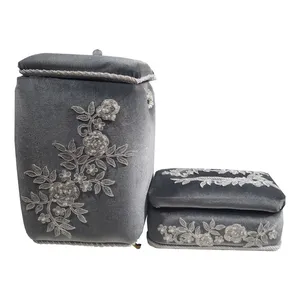 ست سطل و جای دستمال کاغذی مدل مخمل 