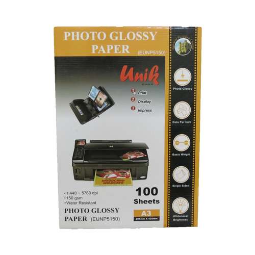 کاغذ چاپ عکس یونیک مدل 5150 سایز A3 بسته 100عددی