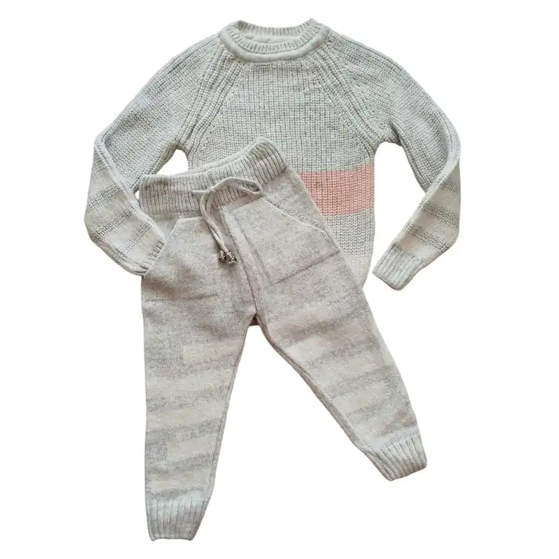 ست پلیور و شلوار بافت دخترانه مدل 10042