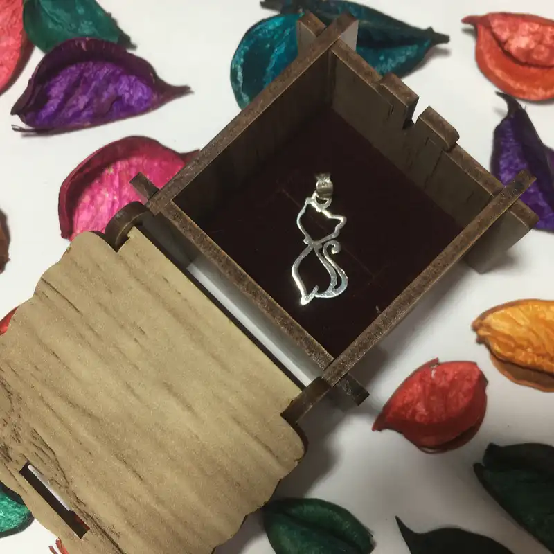 آویز گردنبند نقره مدل گربه دست ساز