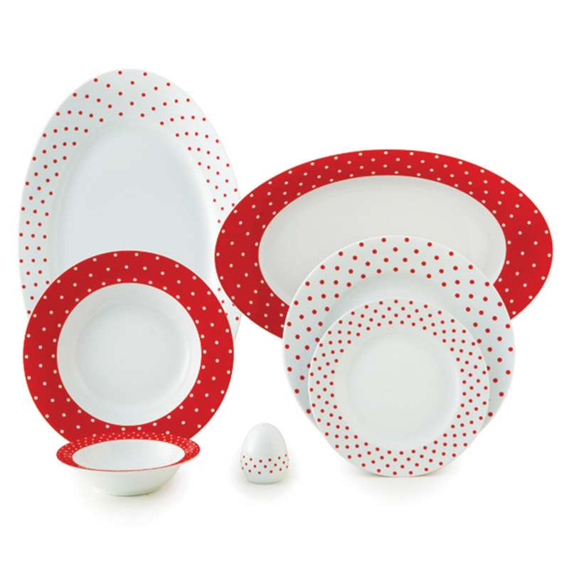 سرویس غذاخوری 28 پارچه چینی زرین ایران سری ایتالیا اف 28 مدل اسپاتی درجه عالی