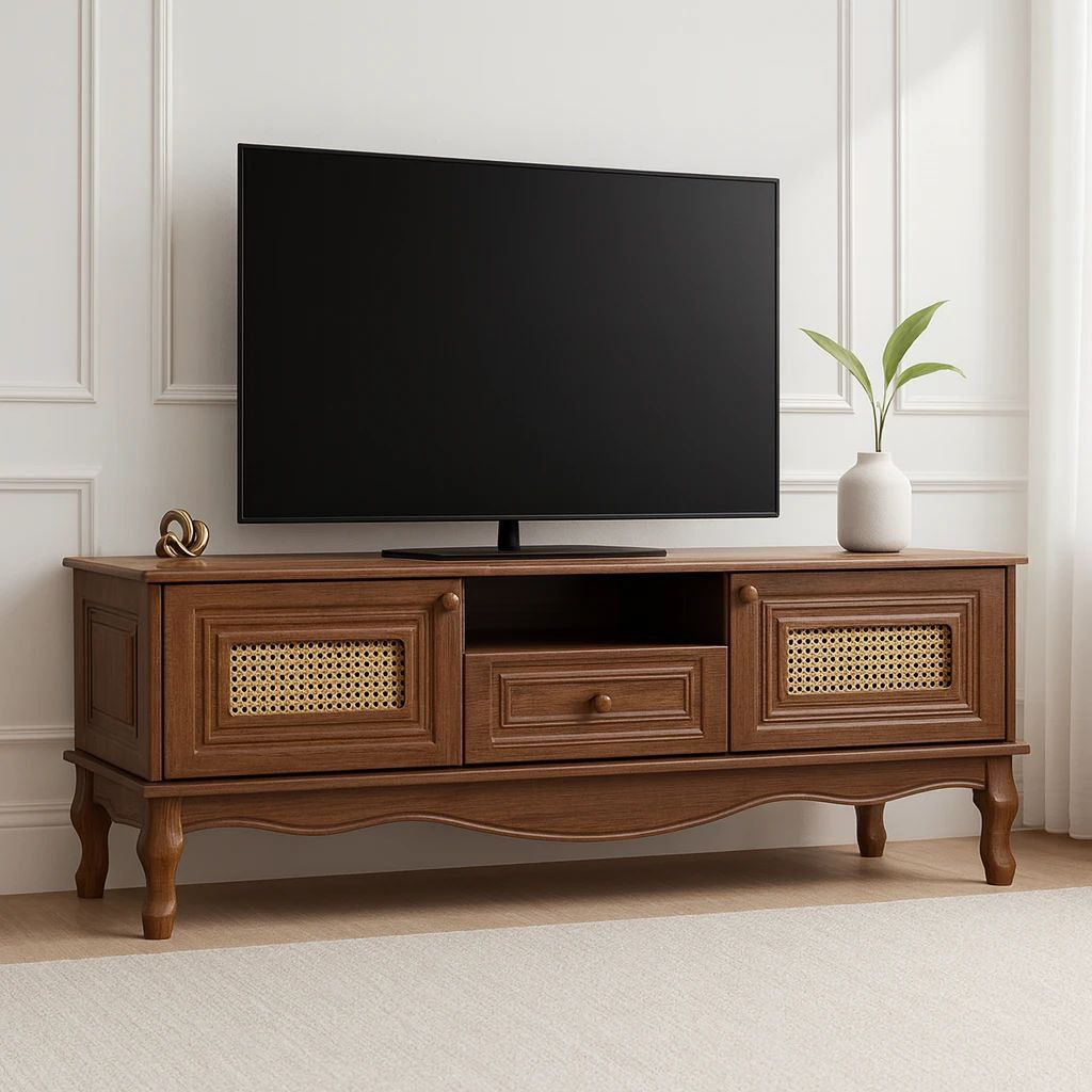 بهترین قیمت  میز تلویزیون مدل حصیری مناسب برای تلویزیون تا 65 اینچ  ارسال سراسر ایران