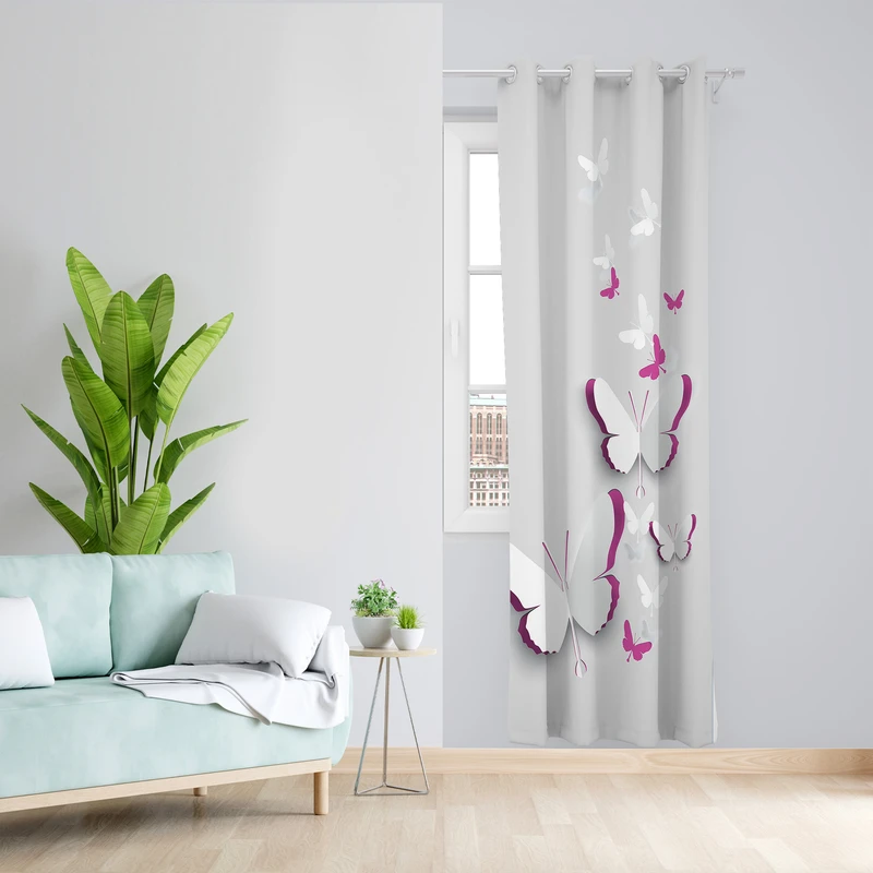 پرده طرح پروانه مدل مخمل پانچی کد L 1039R Z سایز 140x200 سانتی متر