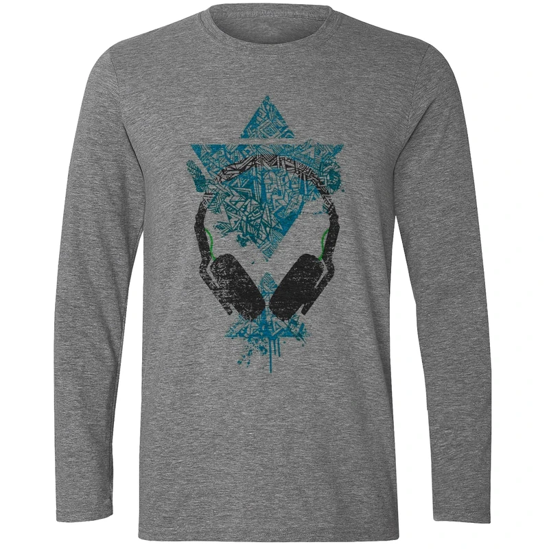 تیشرت آستین بلند مردانه مدل هدفون یخی W17