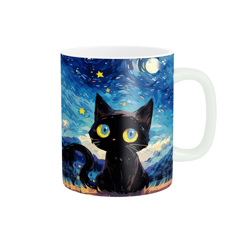 ماگ زیگورات مدل نقاشی گربه در شب کد 1816