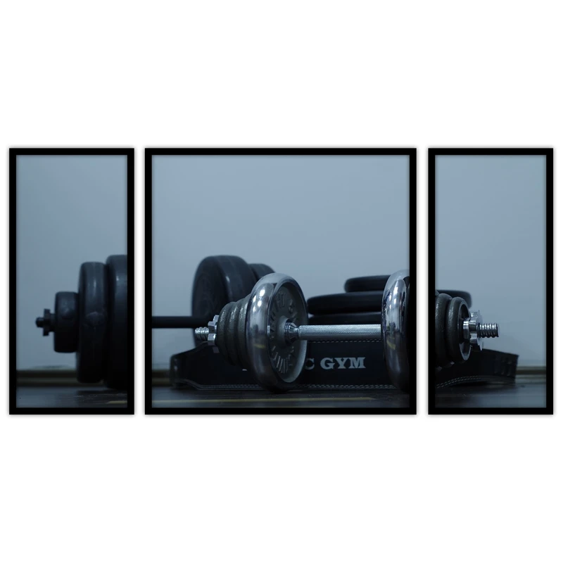 تابلو بکلیت طرح ورزشی دمبل بدنسازی مدل B-bu3421 مجموعه 3 عددی