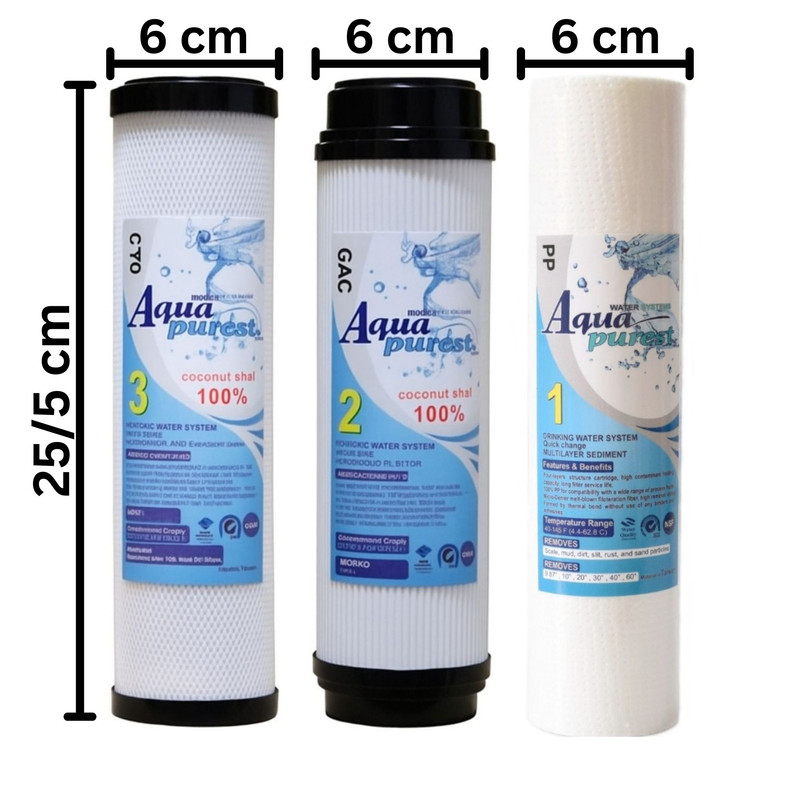 فیلتر دستگاه تصفیه آب آکوا پیورست مدل RO FILTER 03 مجموعه 6 عددی