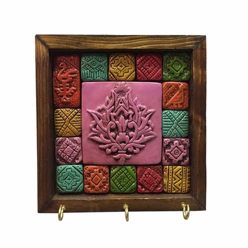 جاکلیدی دیواری چوبی طرح سفال کد 002