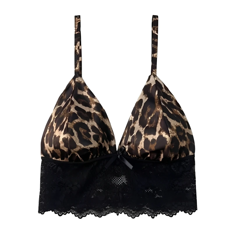 نیم‌تنه زنانه مدل بندی ساتن طرح پلنگی