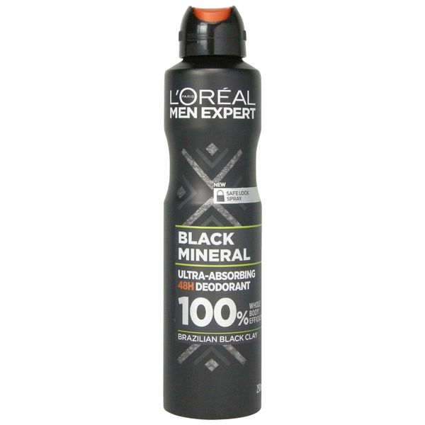 اسپری بدن مردانه لورآل مدل BLACK MINERAL حجم 250 میلی لیتر