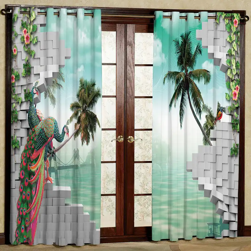 پرده مدل طاووس مخمل پانچی کد 2503 سایز 200x140 سانتی متر