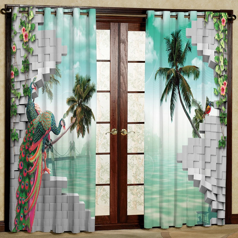 پرده مدل طاووس هازان پانچی کد 2503 سایز 140x200 سانتی متر