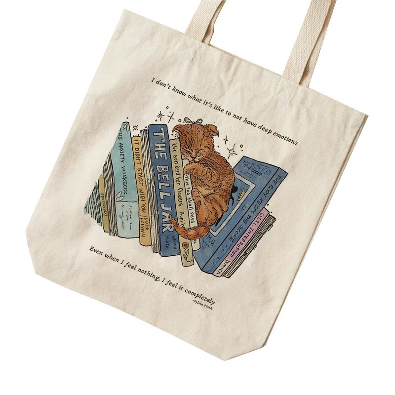 ساک خرید ترمه طراحان ایده مدل گربه و کتاب کد strm0655 - L