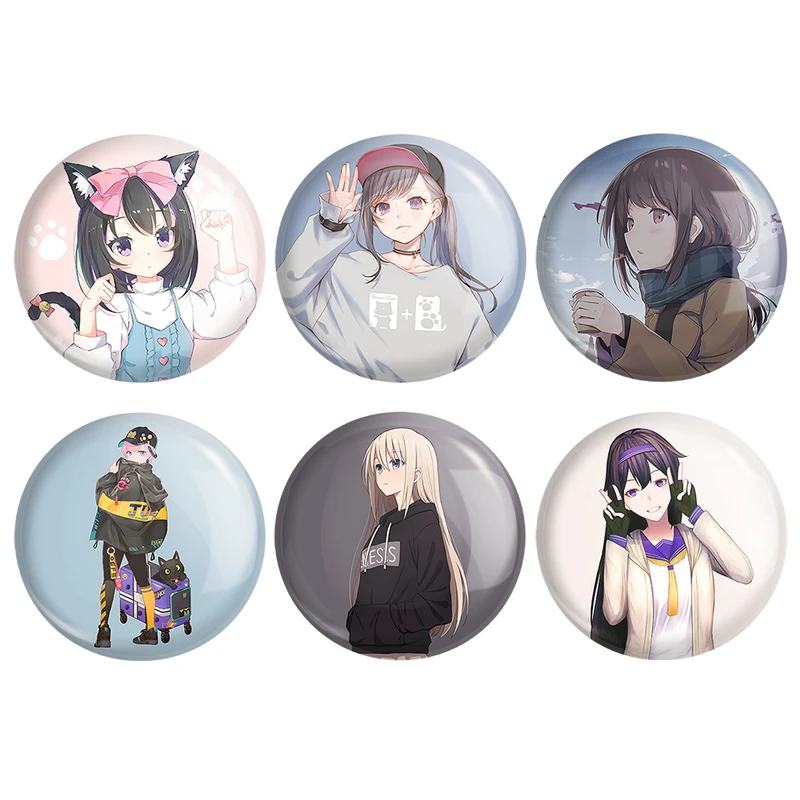 مگنت خندالو طرح دختر انیمه ای کد 1007A مجموعه 6 عددی