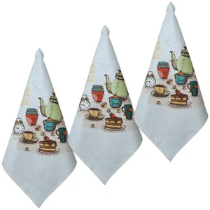 دستمال نظافت آشپزخانه بی تی مدل میکروفایبر طرح Tea Time کد 30x30W227 بسته 3 عددی
