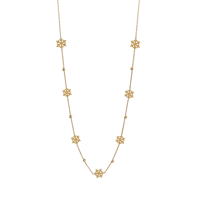 گردنبند طلا 18 عیار زنانه با طرح حلقه‌ای (فلامینگو) گالری قو طلایی مدل گوله برف کریسمسی