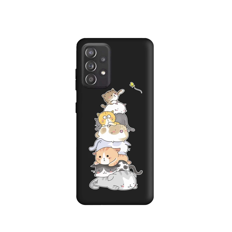 کاور قاب گوشی طرح گربه بامزه دخترانه کد k258 مناسب برای گوشی موبایل سامسونگ Galaxy A52 / A52s
