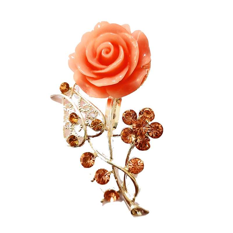 سنجاق سینه دست ساز زنانه نیک ثمر مدل گل رز فلزی سنجاق سینه دست ساز زنانه نیک ثمر مدل گل رز فلزی