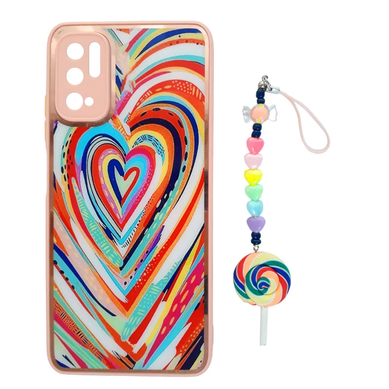 کاور مدل قلب رنگی کد A11015 مناسب برای گوشی موبایل شیائومی Redmi Poco M3 Pro / Note 10 5G / Note 10T 5G به همراه بند آویز