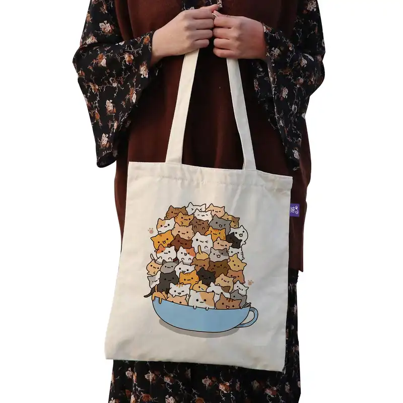 ساک خرید ترمه طراحان ایده مدل یه کاسه گربه کد cfp1370 - L