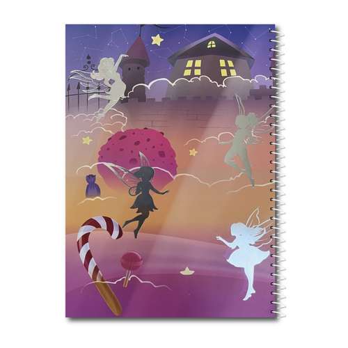 دفتر مشق 80 برگ آیکا مدل پری نقره کوب طرح فانتزی