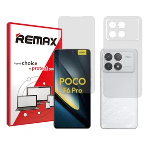 Remax Resistant model transparent screen protector suitable for Xiaomi Poco F6 Pro mobile phone along with the back of the phone