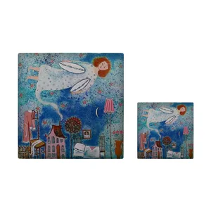  کاشی کارنیلا طرح فرشته بر فراز شهر مدل لوحی آویز کد kla34 مجموعه 2 عددی