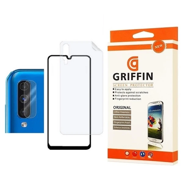 محافظ صفحه نمایش گریفین مدل FUL مناسب برای گوشی موبایل سامسونگ Galaxy A50 به همراه محافظ پشت گوشی و محافظ لنز دوربین