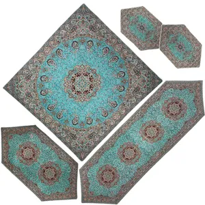 ست 5 تکه رومیزی ترمه طرح نسترن کد SBZBI5-5