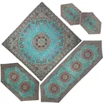 ست 5 تکه رومیزی ترمه طرح نسترن کد SBZBI5-5
