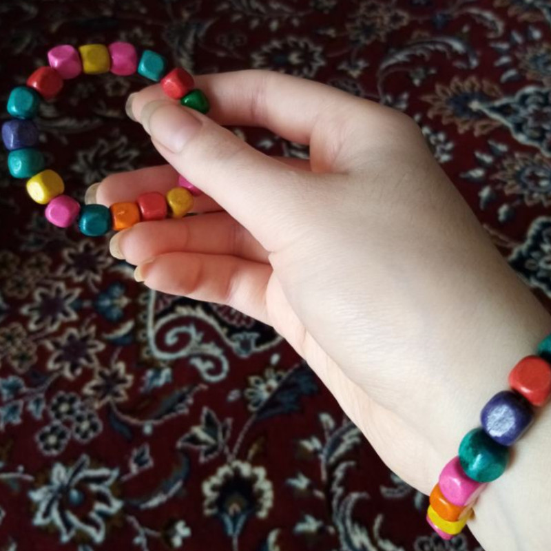 دستبند دخترانه مدل مهره رنگی پالیس بسته 3 عددی